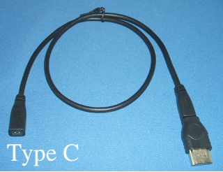 Extra image of HDMI cable/lead and adaptor for Atrix Lapdock to Raspberry Pi etc.